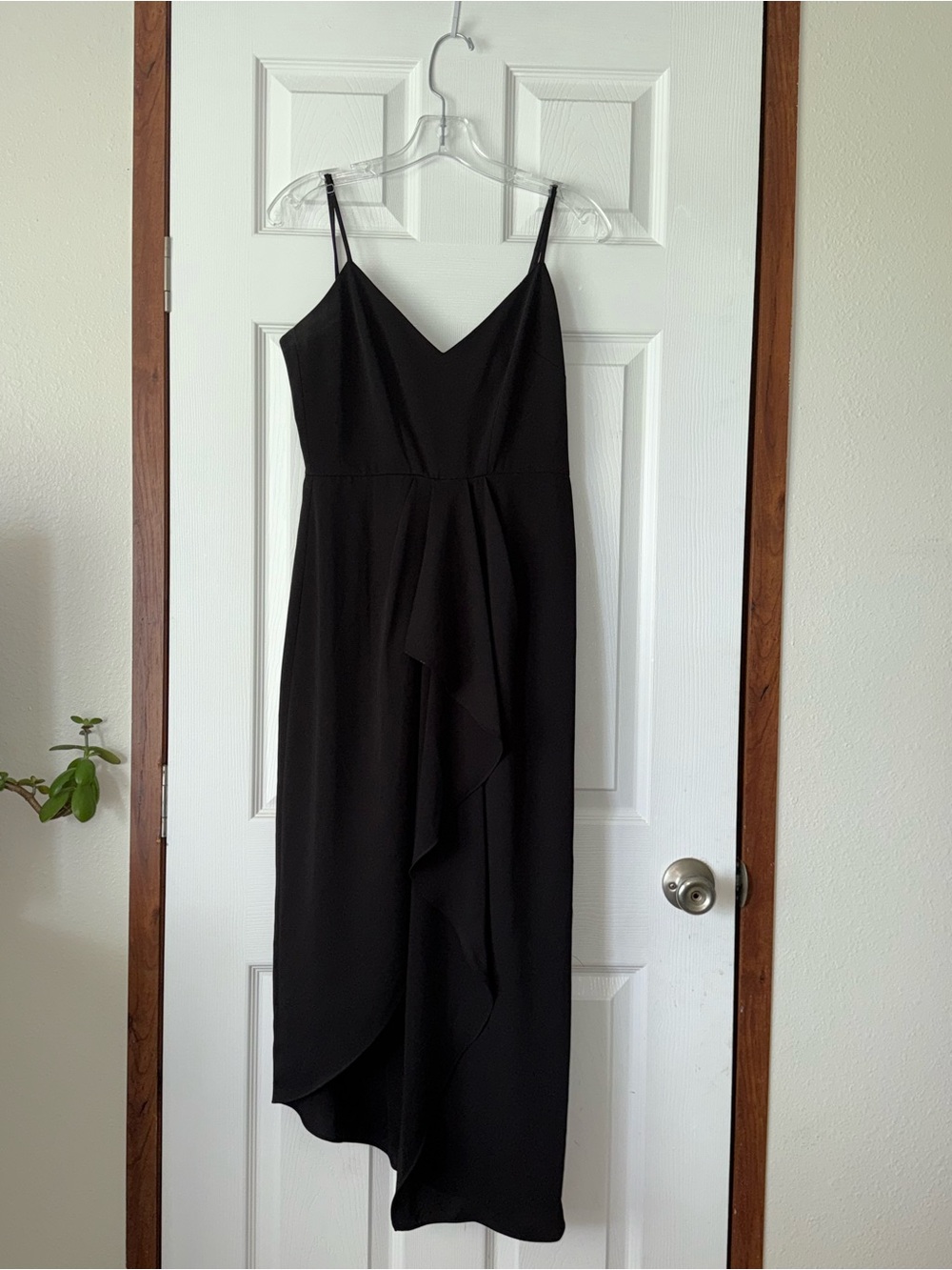 Gianni Bini Black Asymmetrical Ruffle Slip Dress